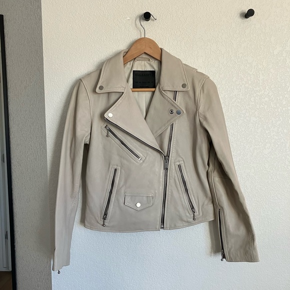 All Saints Riley Leather Biker Jacket - Picture 7 of 12